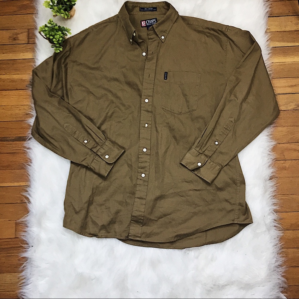 Chaps Button Down Shirt Ralph Lauren Brown XL EUC